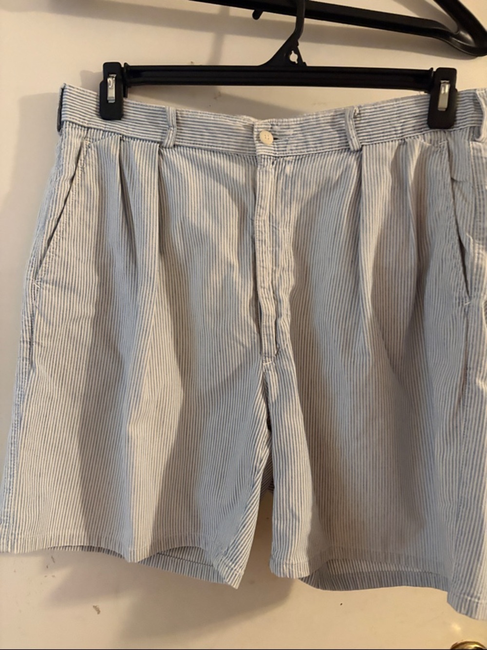 Polo by Ralph Lauren Light Blue & White Striped Men’s pleated Front Shorts